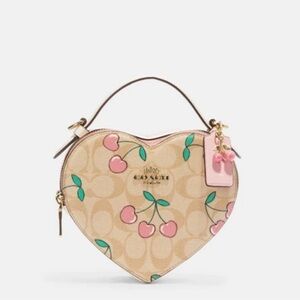 Coach Heart Crossbody Bag - Pink and Tan Heart Cherry Print